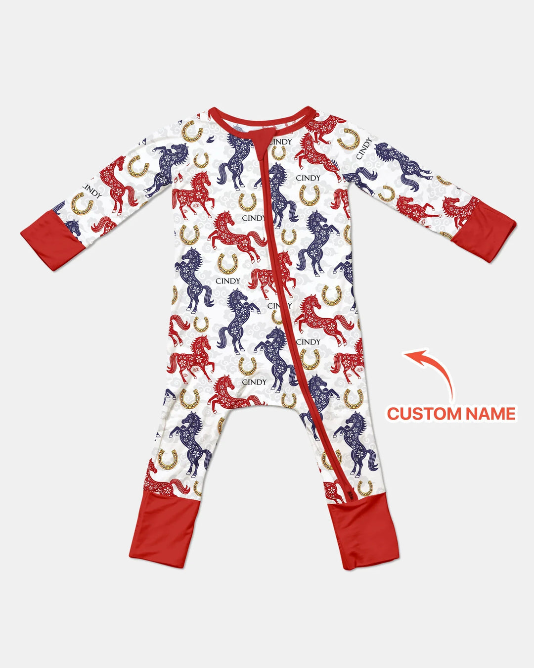 Custom Name Chinoiserie Horses Bamboo Convertible Zippy