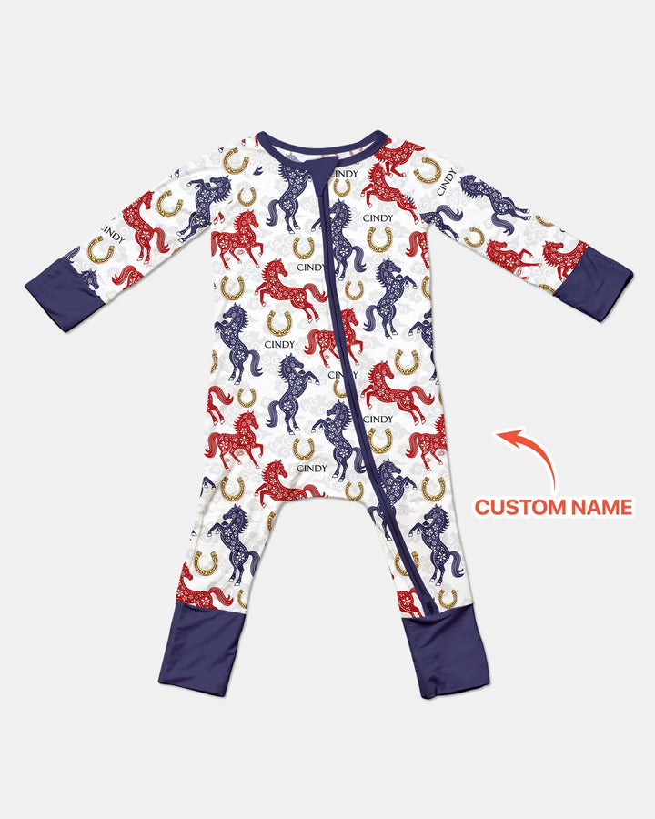 Custom Name Chinoiserie Horses Bamboo Convertible Zippy