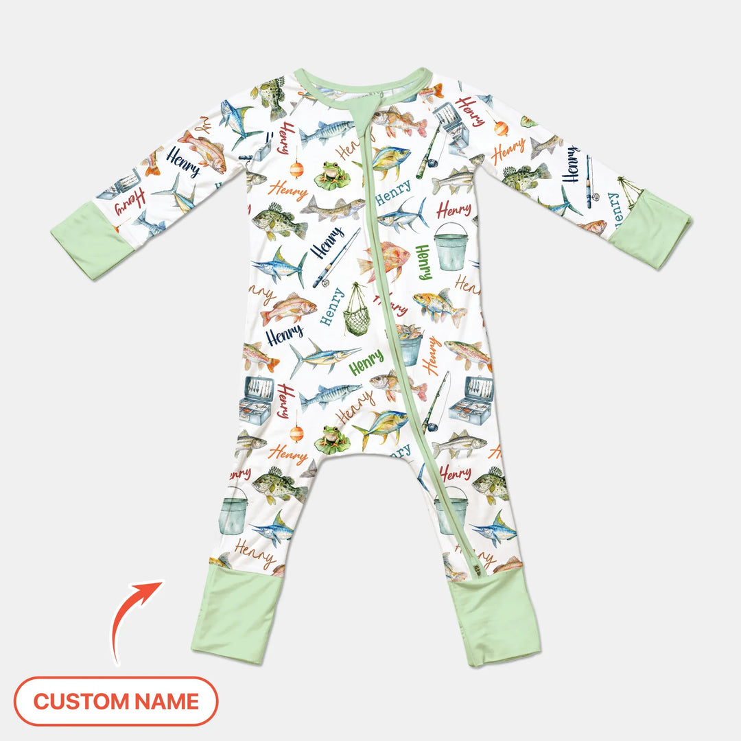 Happy Fishing Adventure Custom Name Bamboo Convertible Zippy