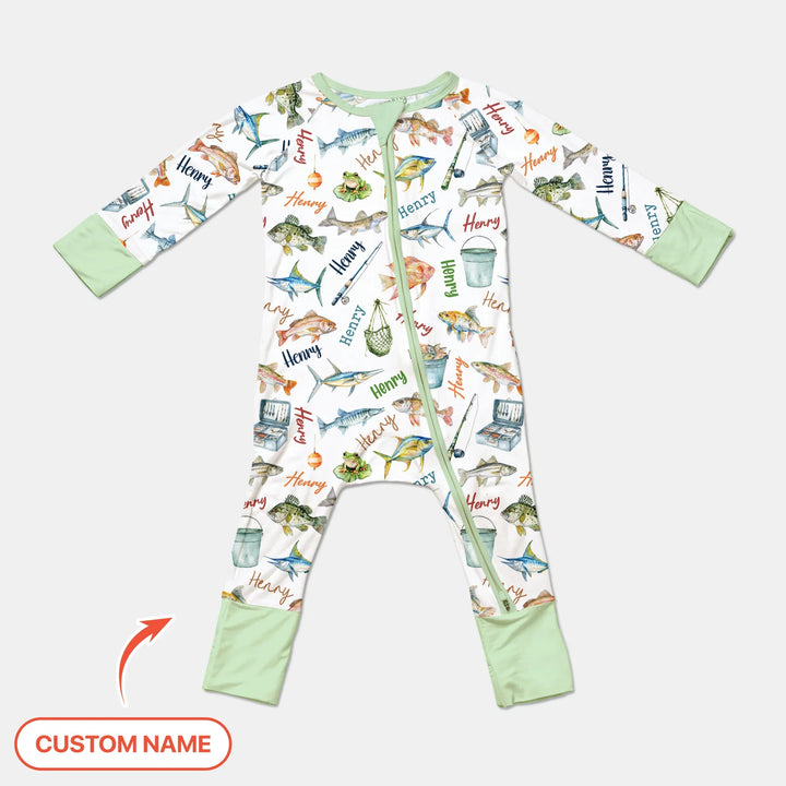 Happy Fishing Adventure Custom Name Bamboo Convertible Zippy