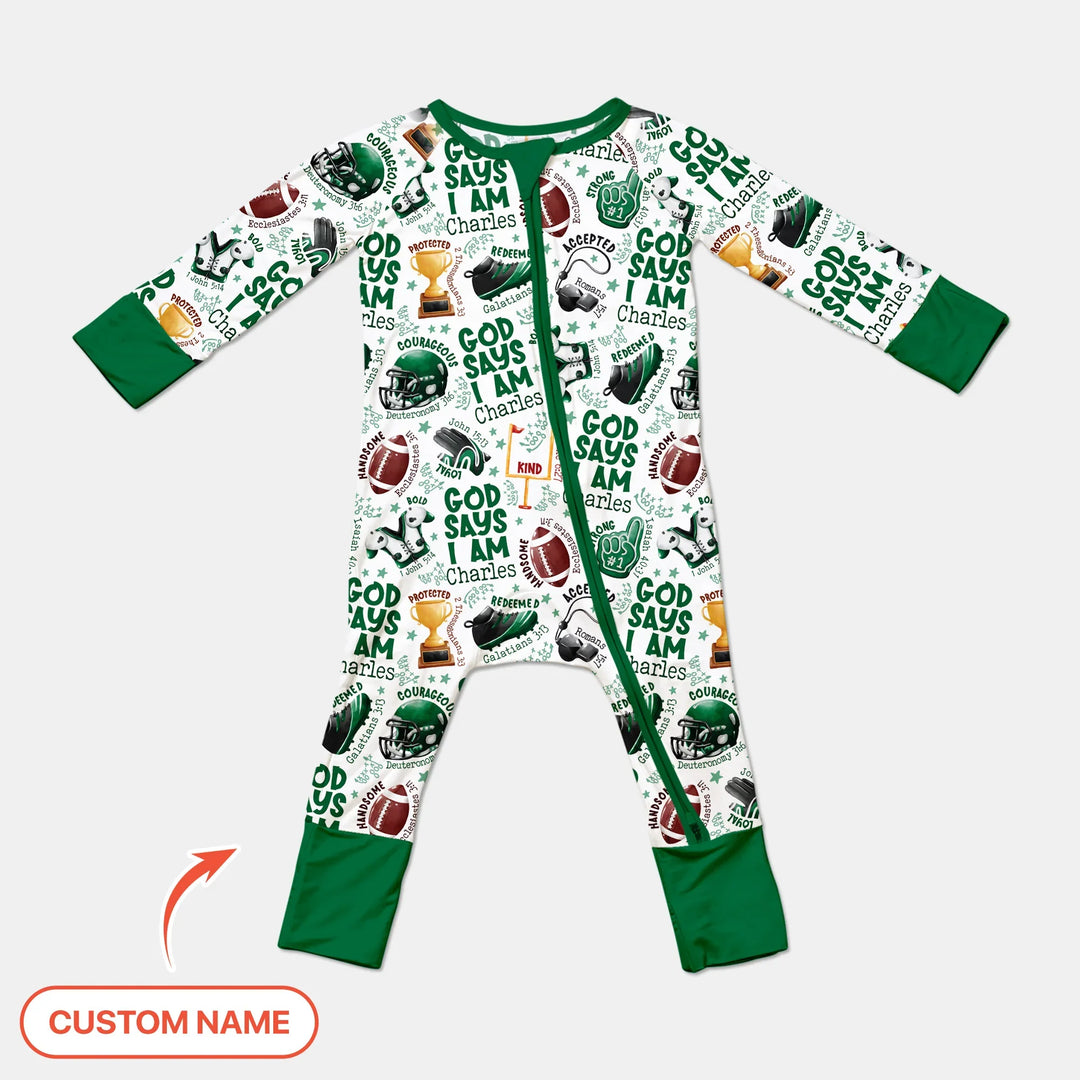 God Says I Am Touch Down Time Custom Name Bamboo Convertible Zippy