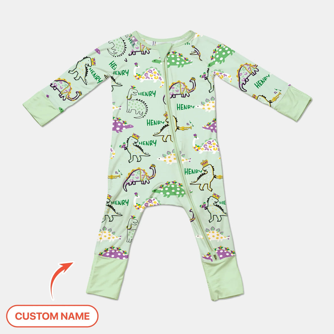 Custom Name Mardi Gras Saurus Bamboo Convertible Zippy