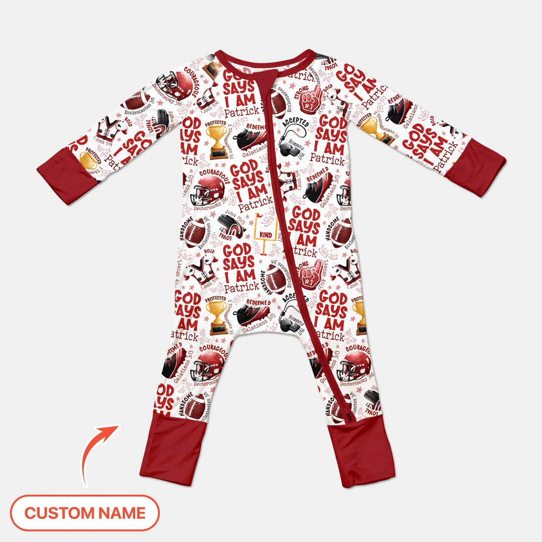 God Says I Am Touch Down Time Custom Name Bamboo Convertible Zippy