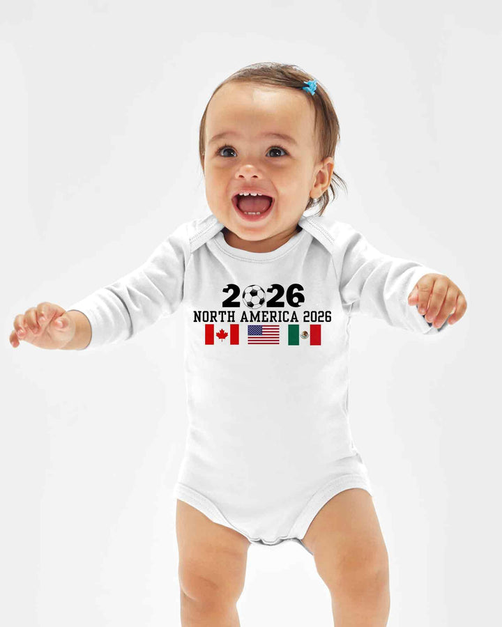Soccer 2026 USA Canada Mexico Flags Bamboo Bodysuit