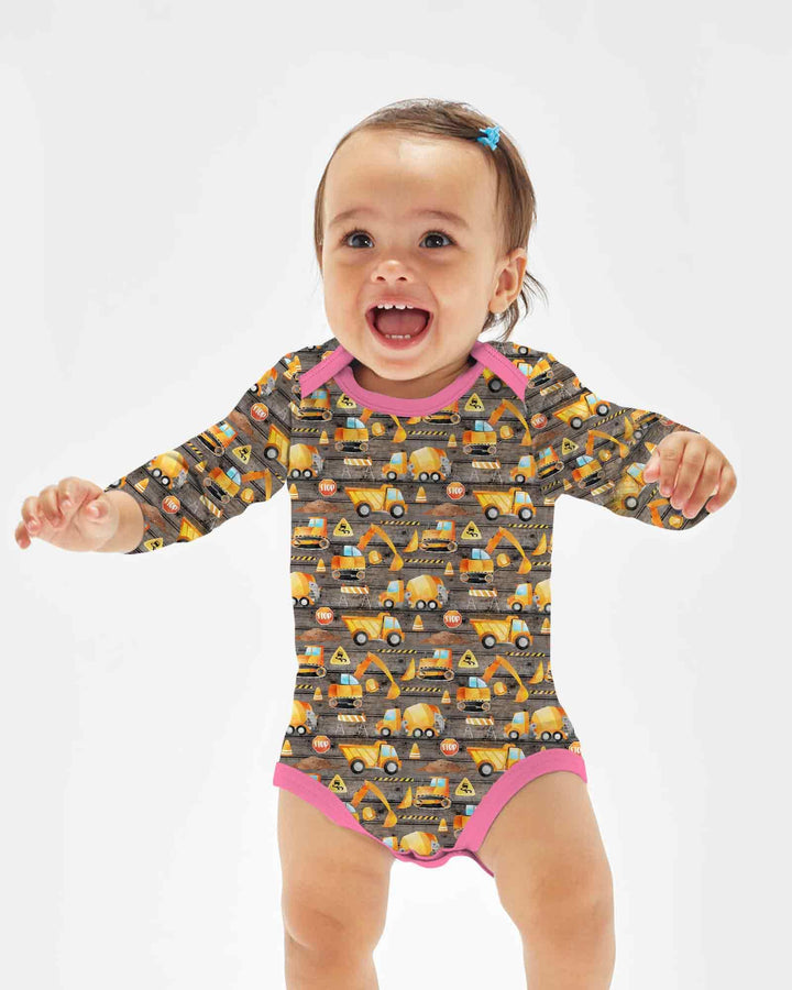 Construction Vehicles Bamboo Bodysuit