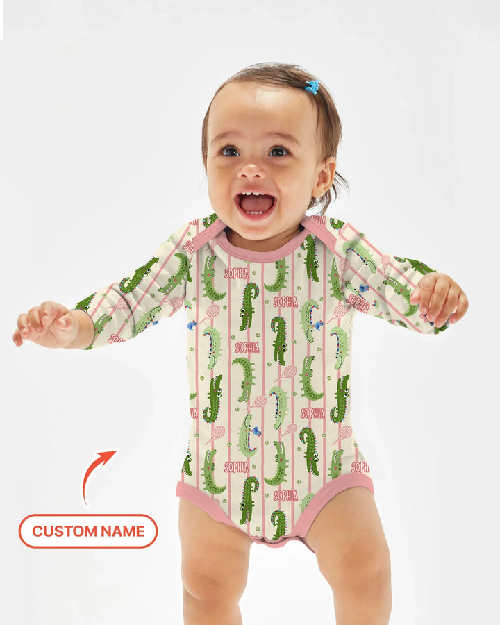 Custom Name Tennis Crocodiles Bamboo Bodysuit