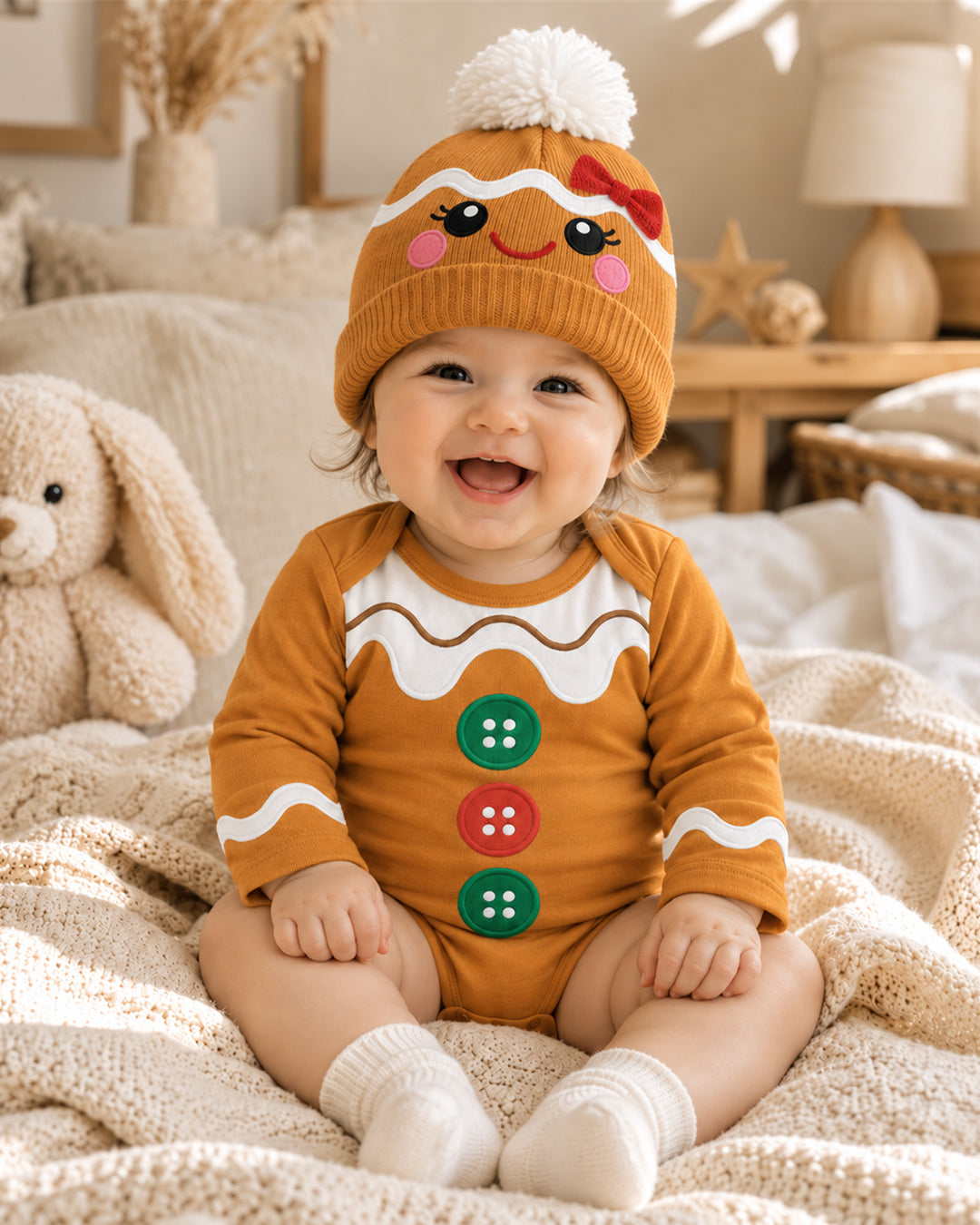 Little Gingerbread Cutie Bobble Beanie Hat