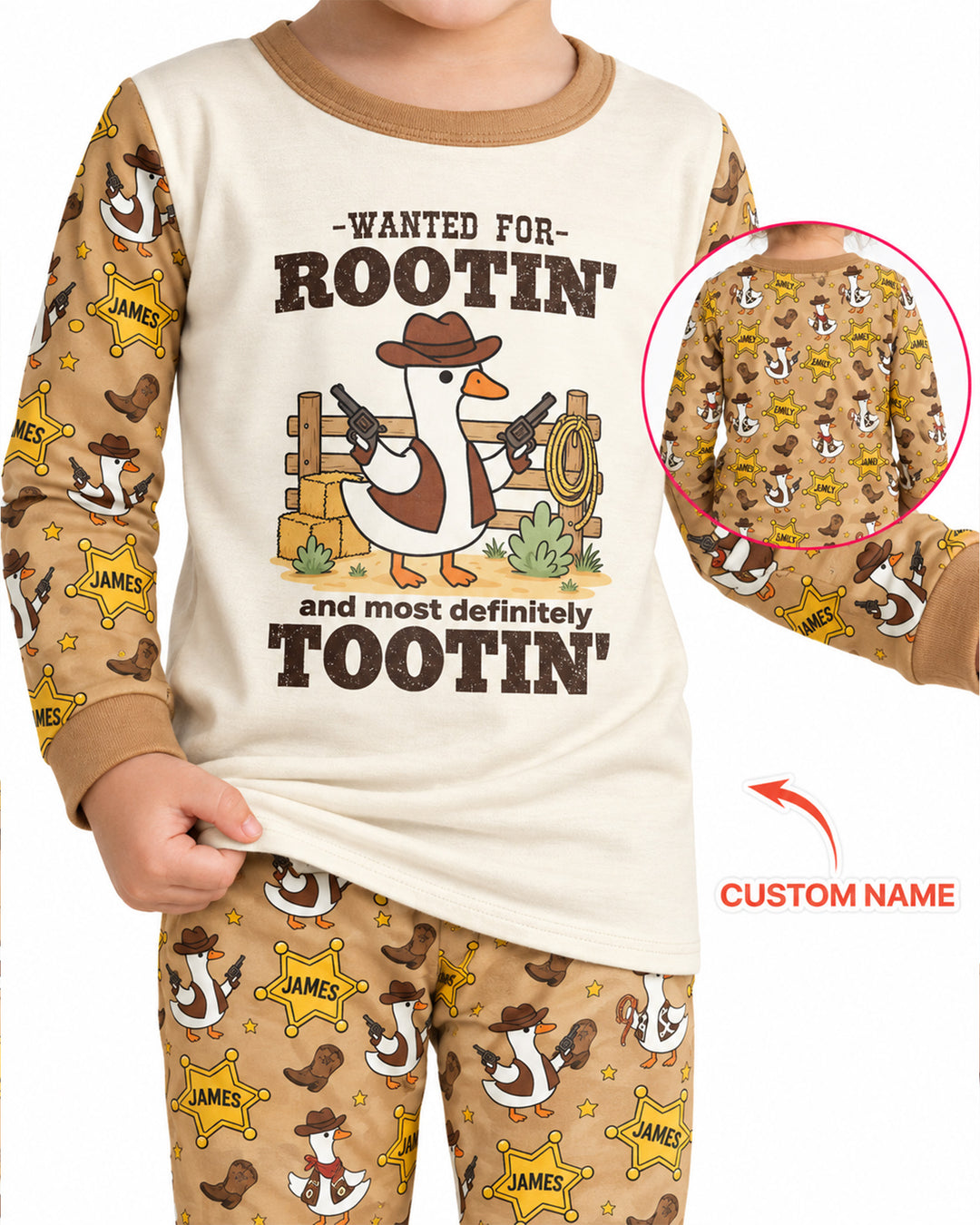 Rootin' Tootin' Cutie Custom Name Bamboo Two Piece Long Sleeve Pajama Set