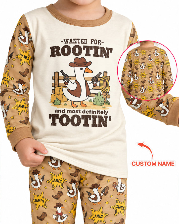Rootin' Tootin' Cutie Custom Name Bamboo Two Piece Long Sleeve Pajama Set