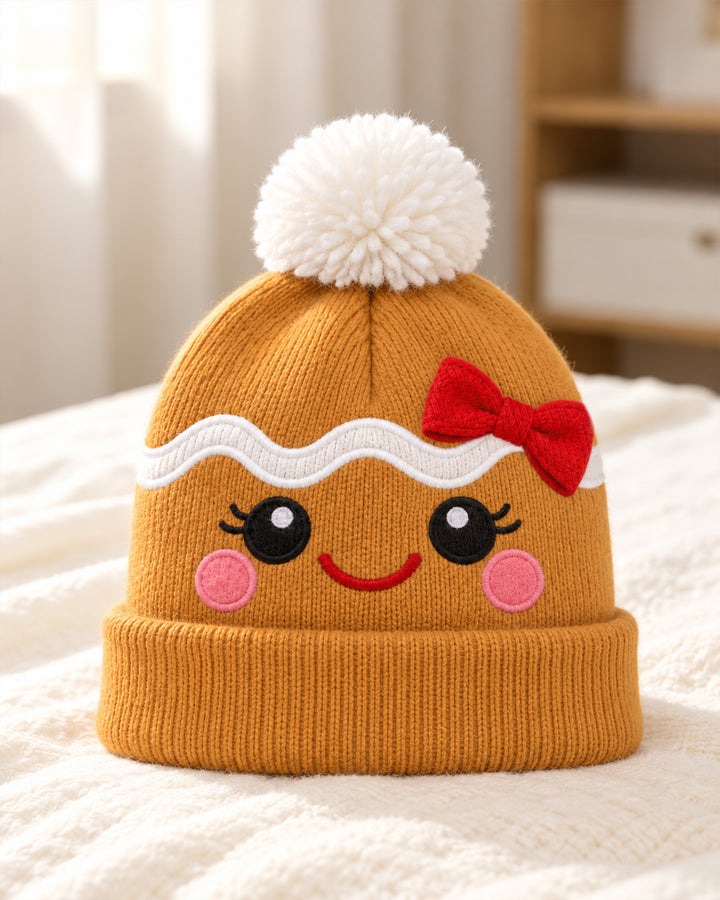 Little Gingerbread Cutie Bobble Beanie Hat