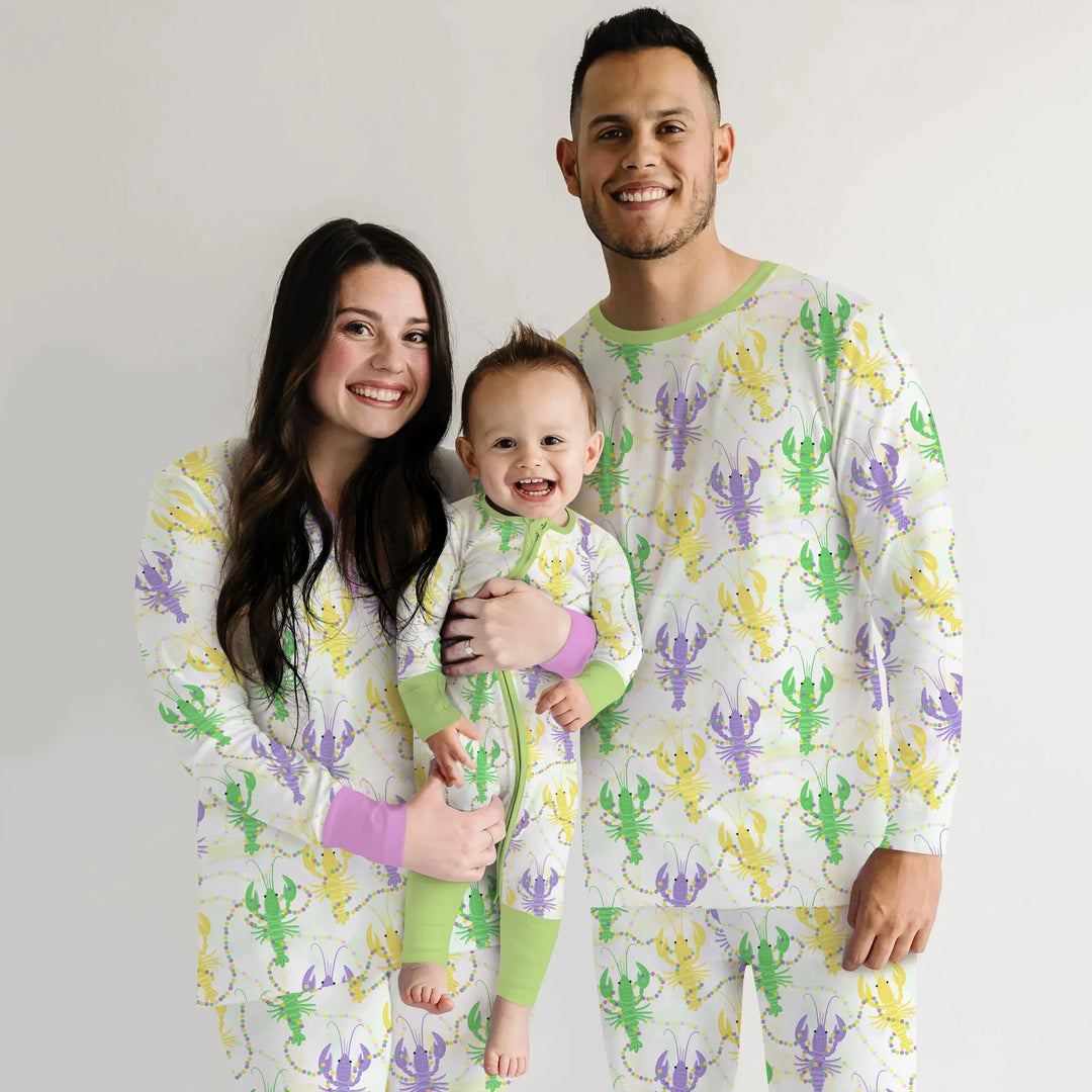 Mardi Gras Crawfish Family Matching Bamboo Men's Pajama Set