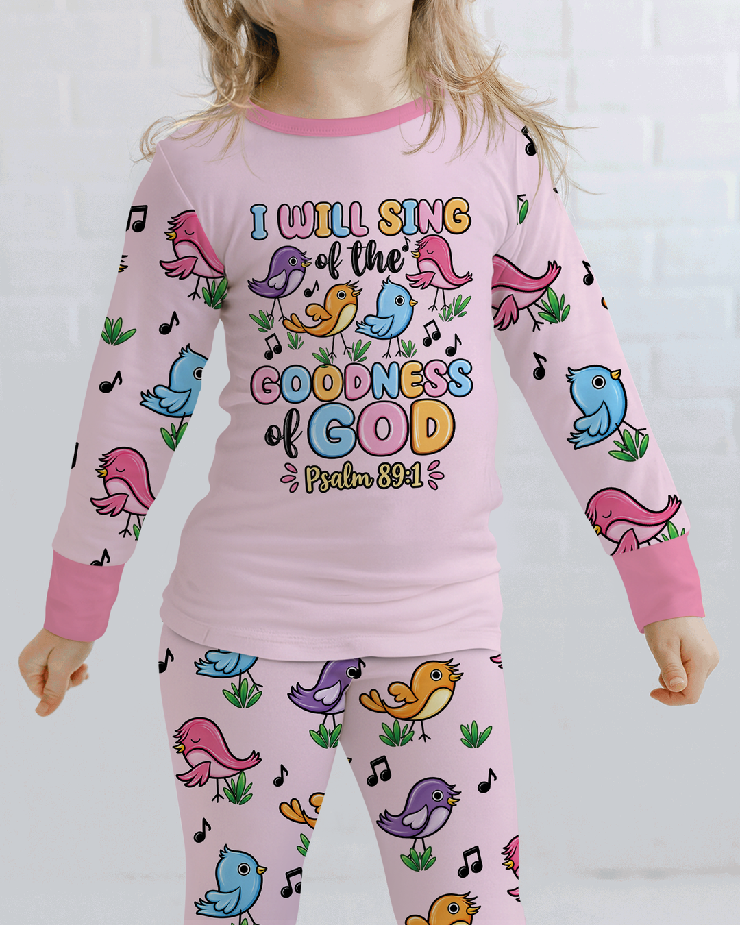 I Will Sing of the Goodness of God Bamboo Two Piece Long Sleeve Pajama Set