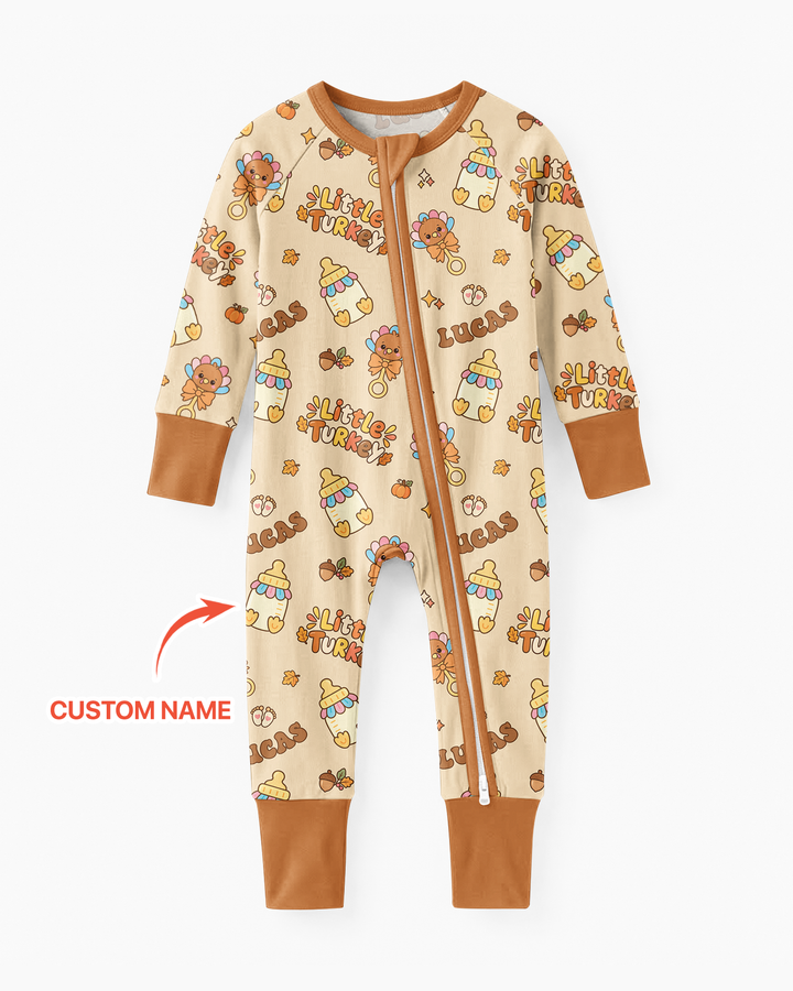 Little Turkey On The Way Family Matching Bamboo Convertible Zippy