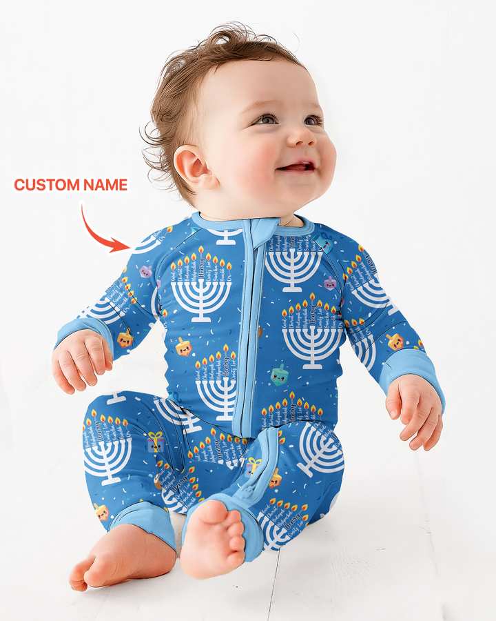 Custom Name Hannukkah Menorah Family Matching Bamboo Convertible Zippy