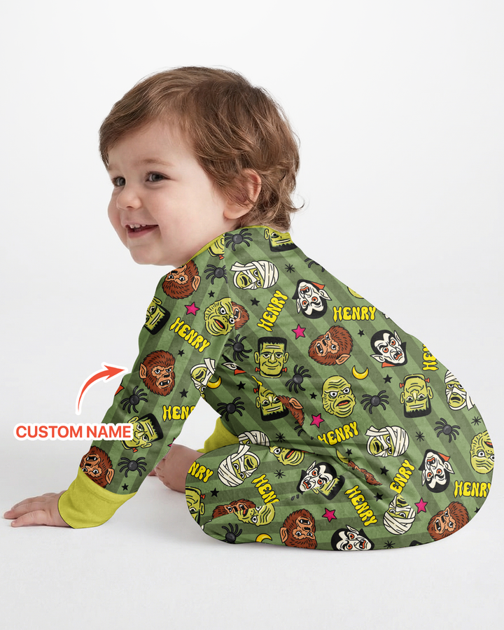 Custom Name Spooky Monsters Bamboo Convertible Zippy