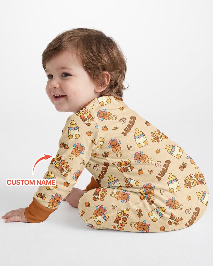 Little Turkey On The Way Family Matching Bamboo Convertible Zippy