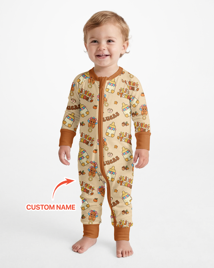 Little Turkey On The Way Family Matching Bamboo Convertible Zippy