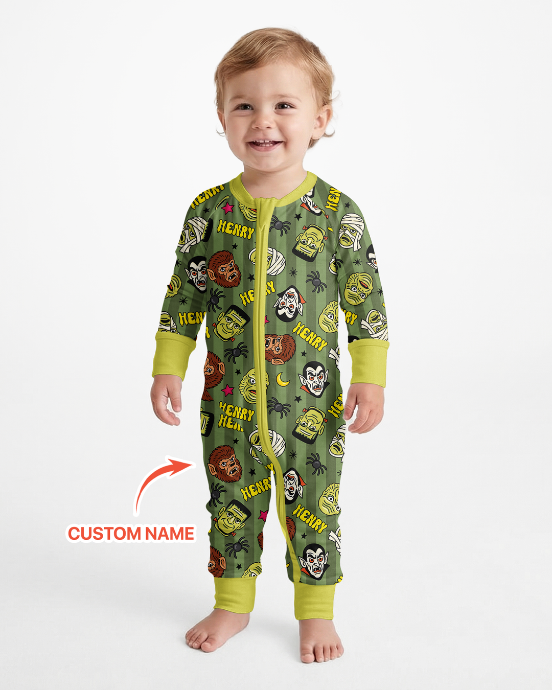 Custom Name Spooky Monsters Bamboo Convertible Zippy