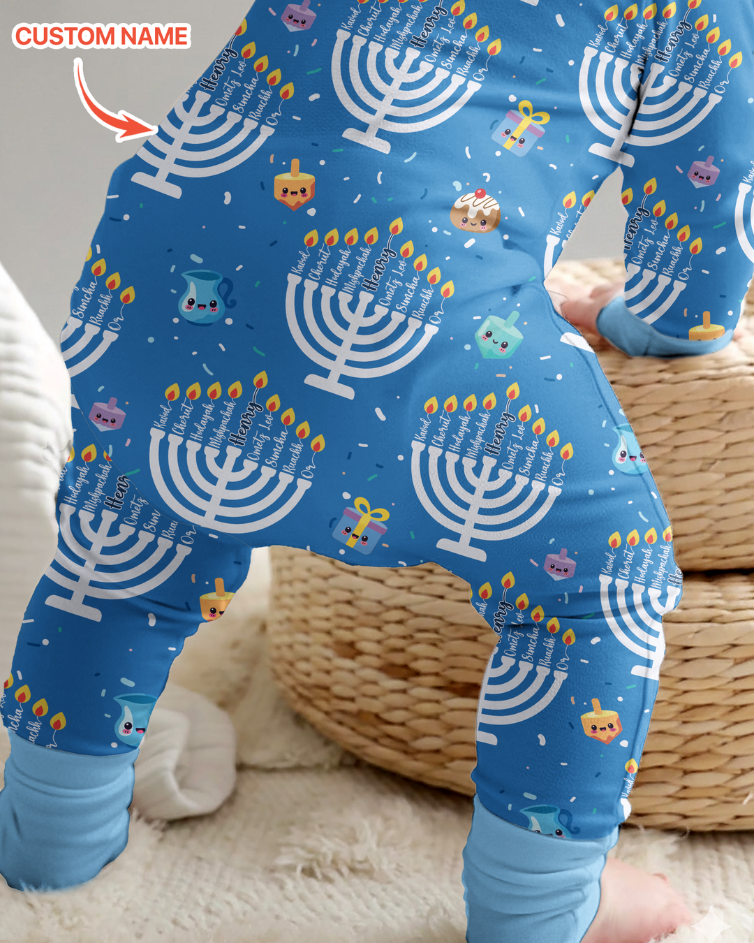 Custom Name Hannukkah Menorah Family Matching Bamboo Convertible Zippy