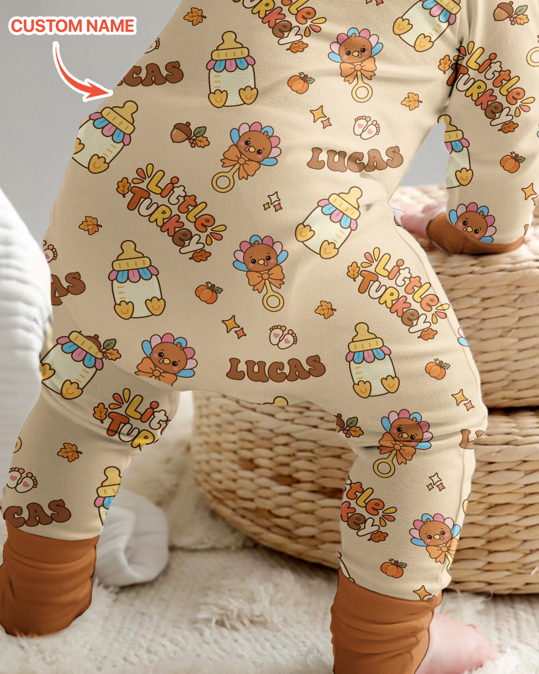 Little Turkey On The Way Family Matching Bamboo Convertible Zippy