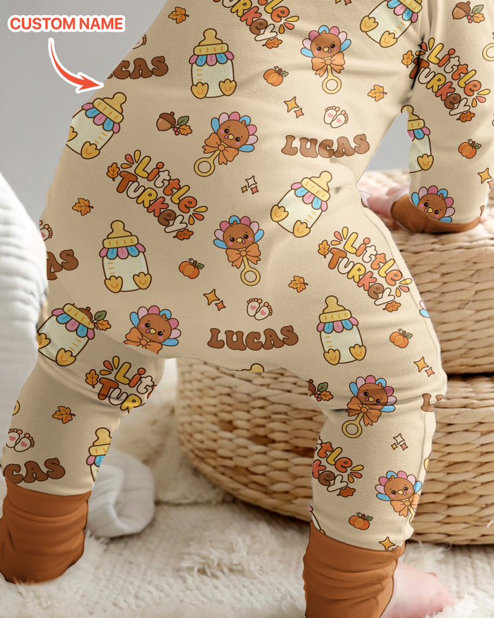 Little Turkey On The Way Family Matching Bamboo Convertible Zippy