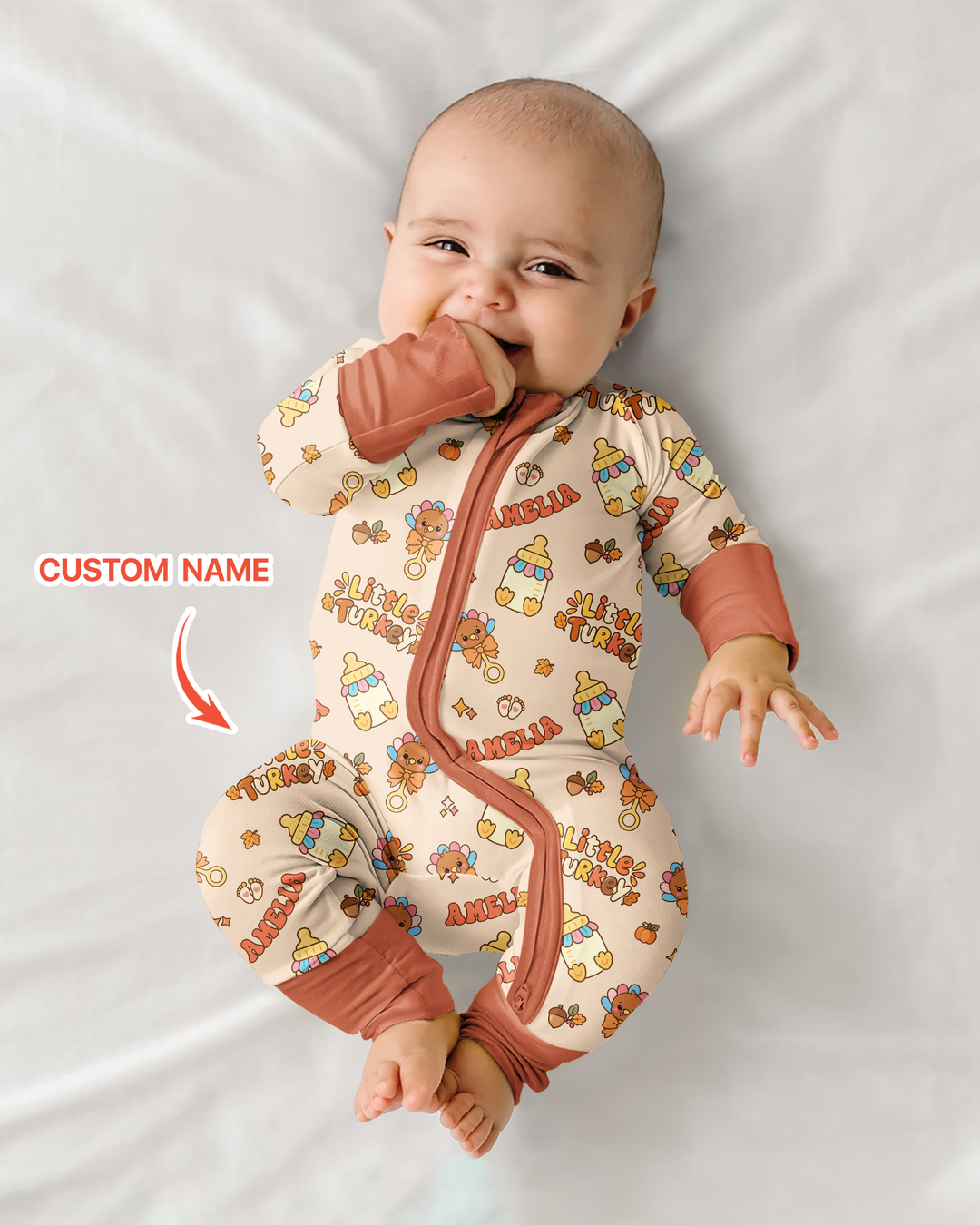 Little Turkey On The Way Family Matching Bamboo Convertible Zippy