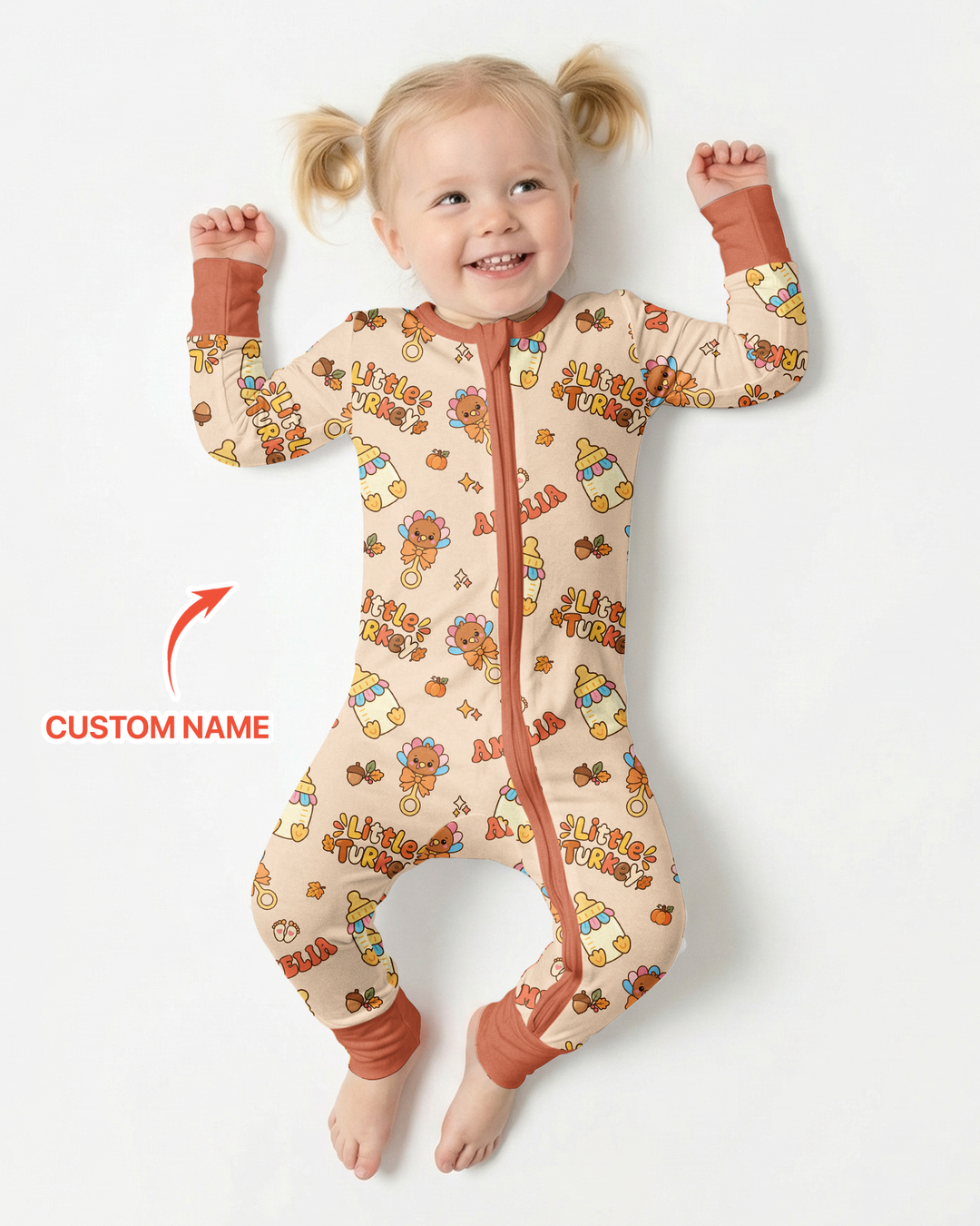 Little Turkey On The Way Family Matching Bamboo Convertible Zippy