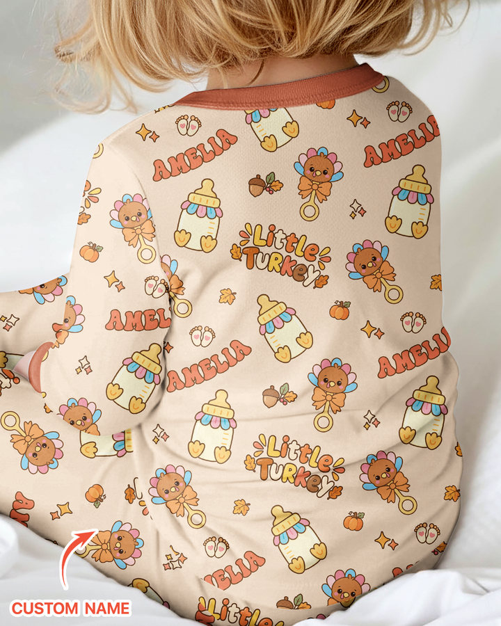 Little Turkey On The Way Family Matching Bamboo Convertible Zippy