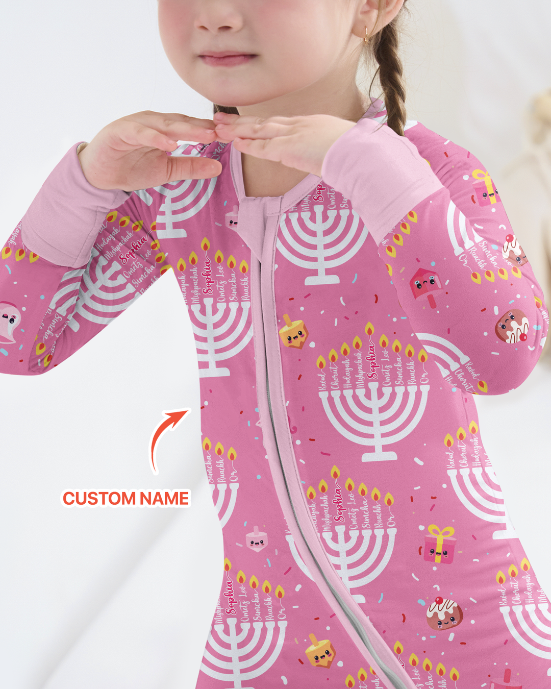 Custom Name Hannukkah Menorah Family Matching Bamboo Convertible Zippy