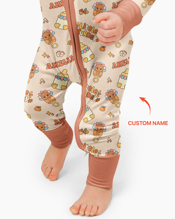 Little Turkey On The Way Family Matching Bamboo Convertible Zippy