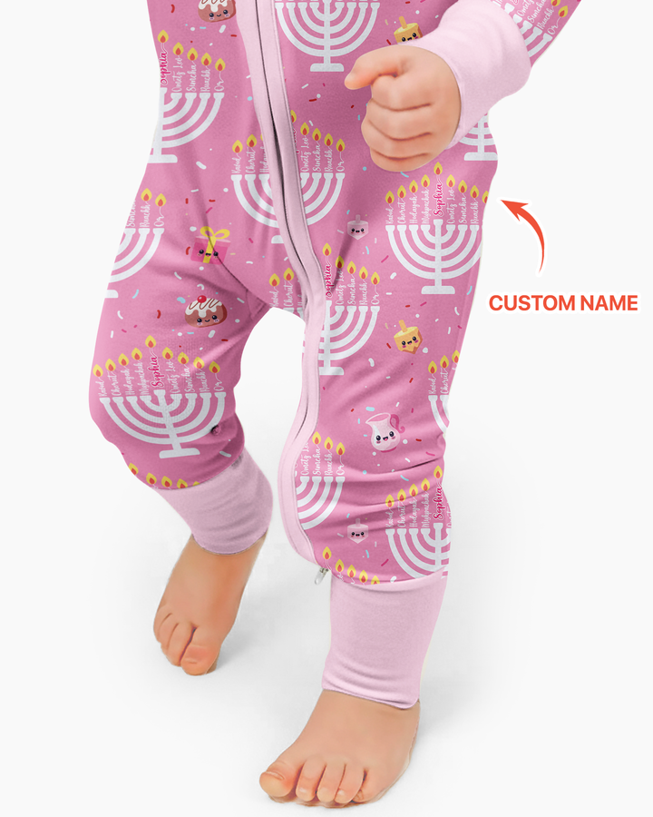 Custom Name Hannukkah Menorah Family Matching Bamboo Convertible Zippy