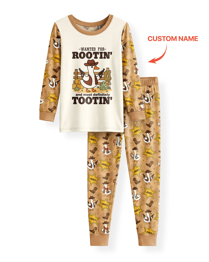 Rootin' Tootin' Cutie Custom Name Bamboo Two Piece Long Sleeve Pajama Set
