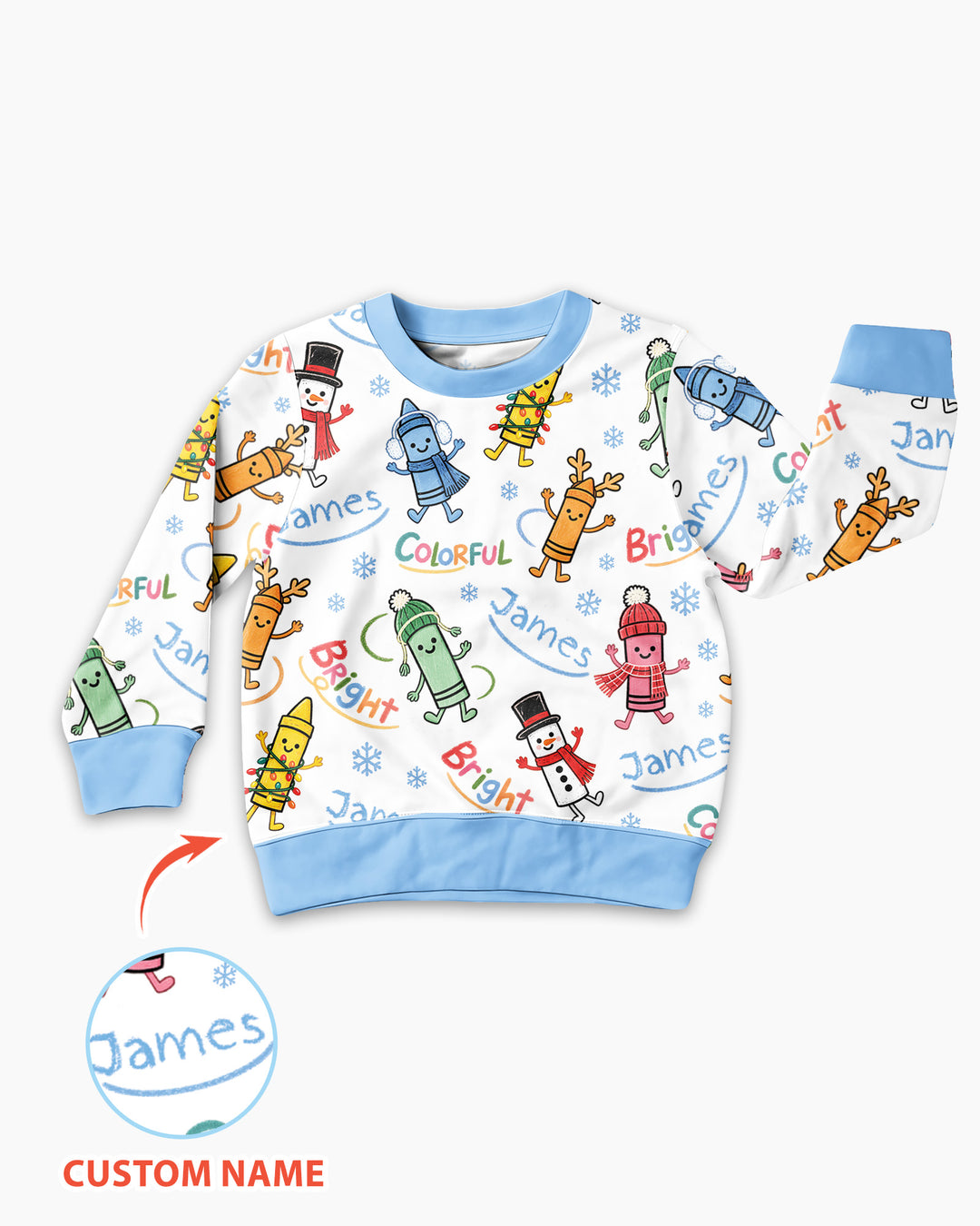 Custom Name Bright & Colorful Bamboo Crewneck Sweatshirt