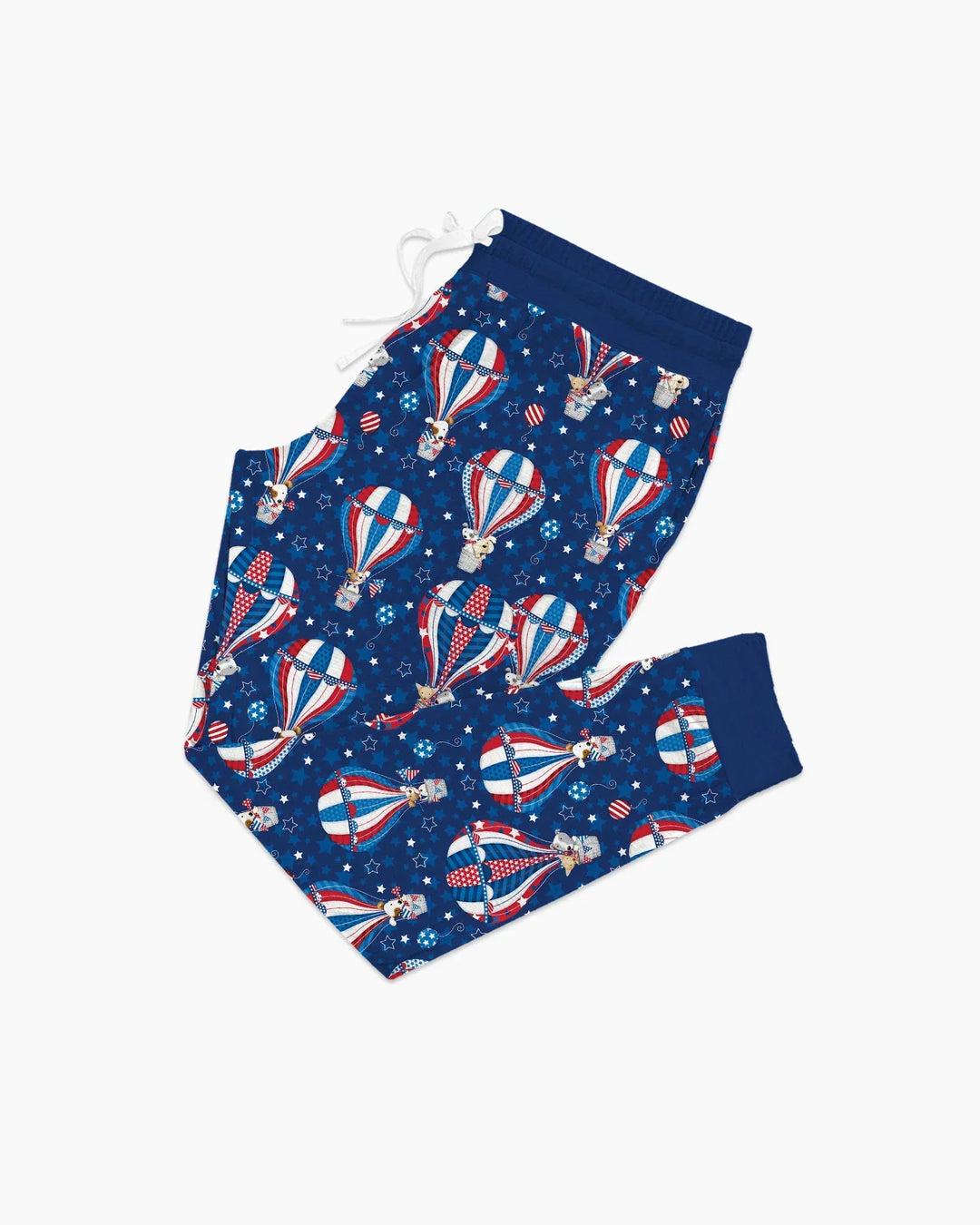 Patriotic Pups in Hot Air Balloons Family Matching Bamboo Women Pajama Set