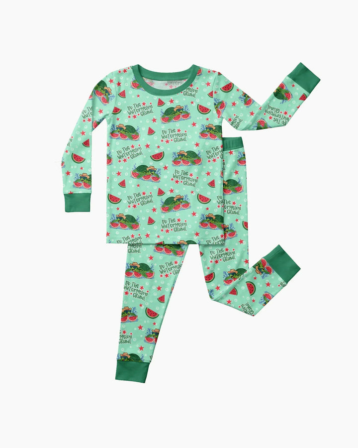 Watermelon Turtle Family Matching Bamboo Two Piece Long Sleeve Pajama Set
