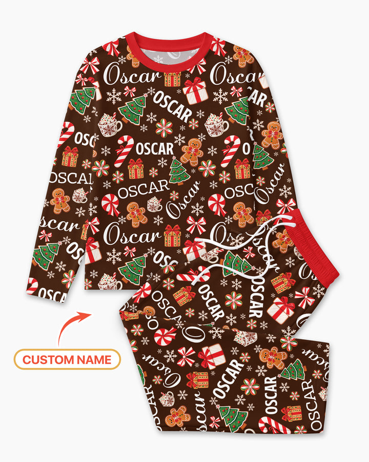 Merry Christmas Custom Name Bamboo Men's Pajama Set