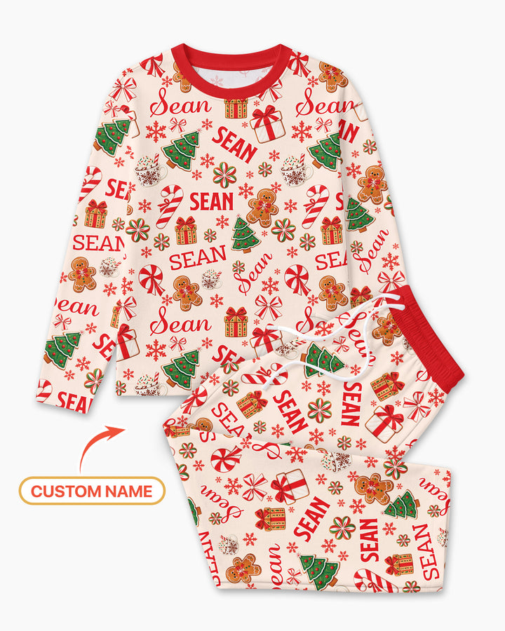 Merry Christmas Custom Name Bamboo Men's Pajama Set