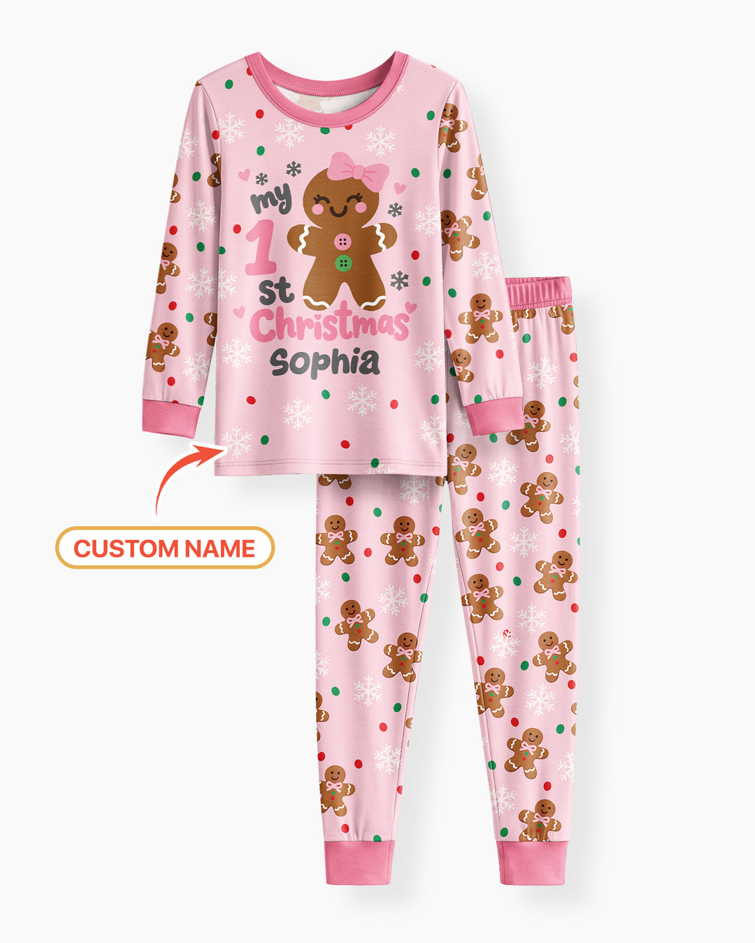 Custom Name My First Christmas  Bamboo Two Piece Long Sleeve Pajama Set