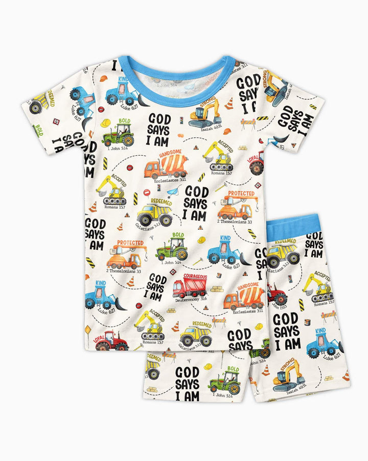 God Says I Am Boy Bamboo Two Piece Short Sleeve Shorts Pajama Set