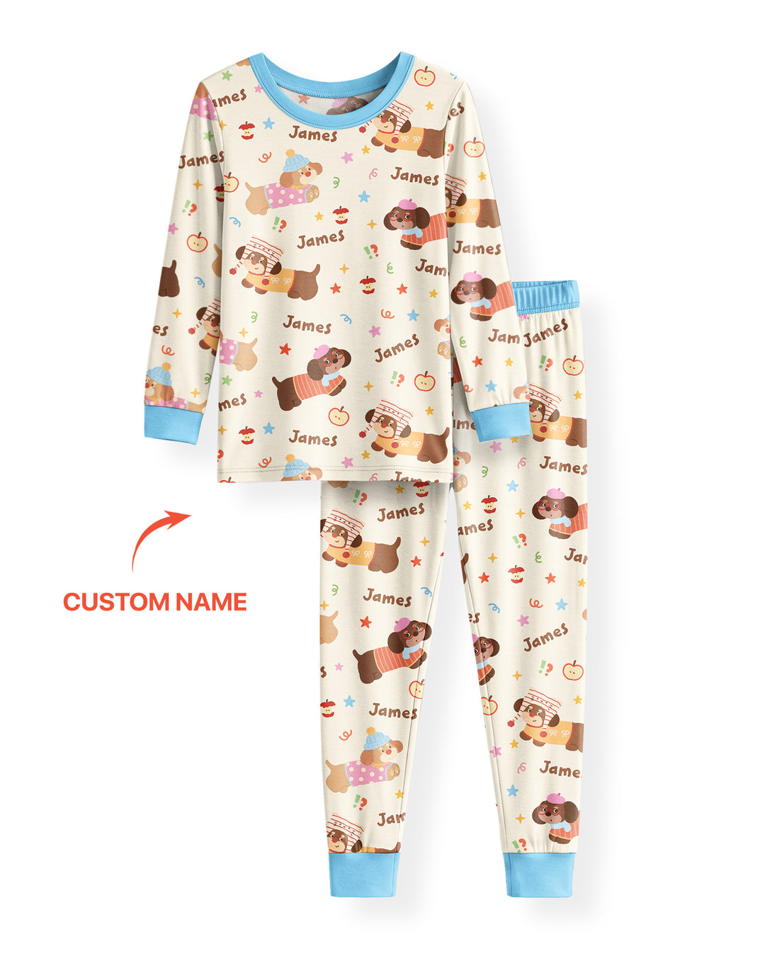 Cute Cozy Puppy Bamboo Two Piece Long Sleeve Pajama Set