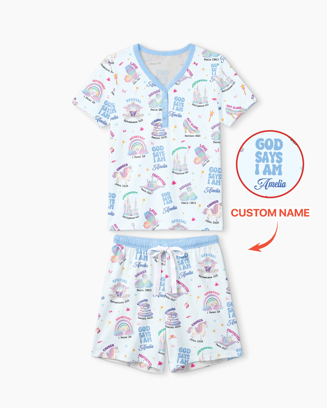 God Says I Am Girl Bamboo Women Short Sleeve Short Pajama Set