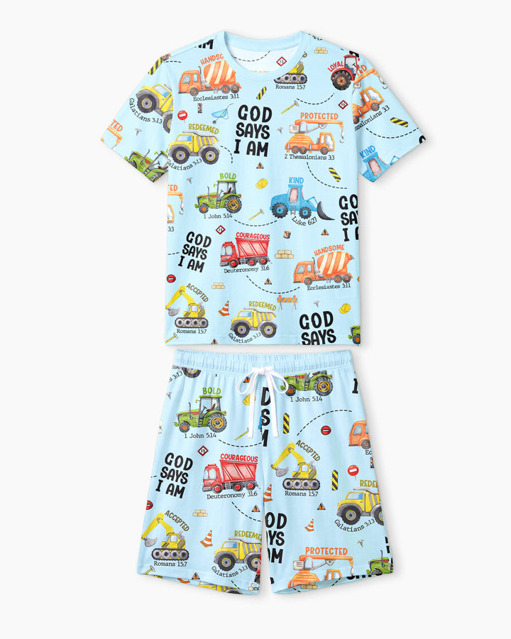 God Says I Am Men Short Sleeve Short Pajama Set