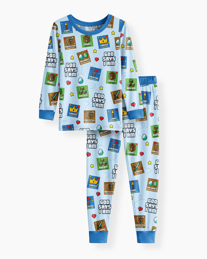 God Says I Am Gamer Bamboo Two Piece Long Sleeve Pajama Set