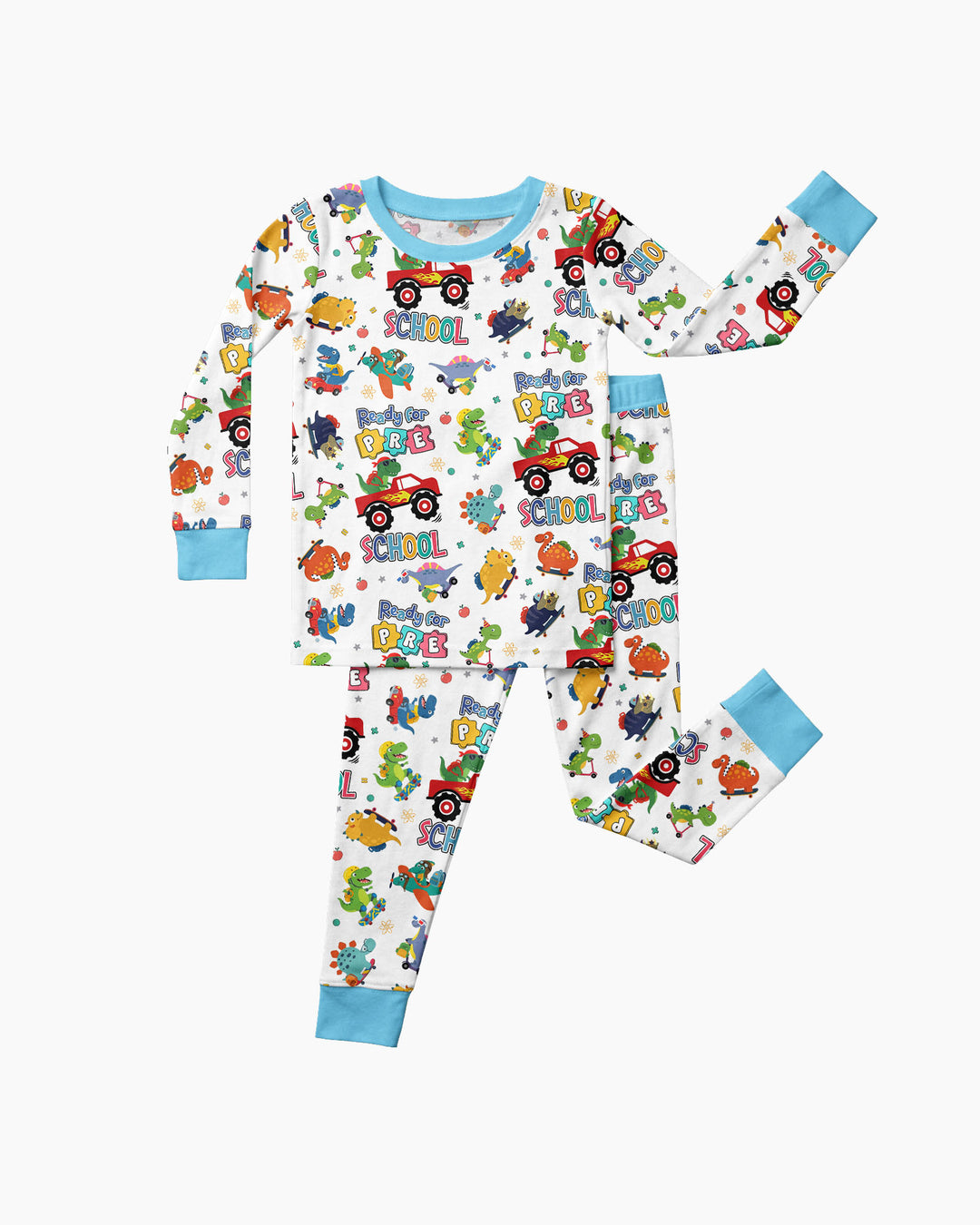 First Day of Preschool T-Rex Bamboo Two Piece Long Sleeve Pajama Set