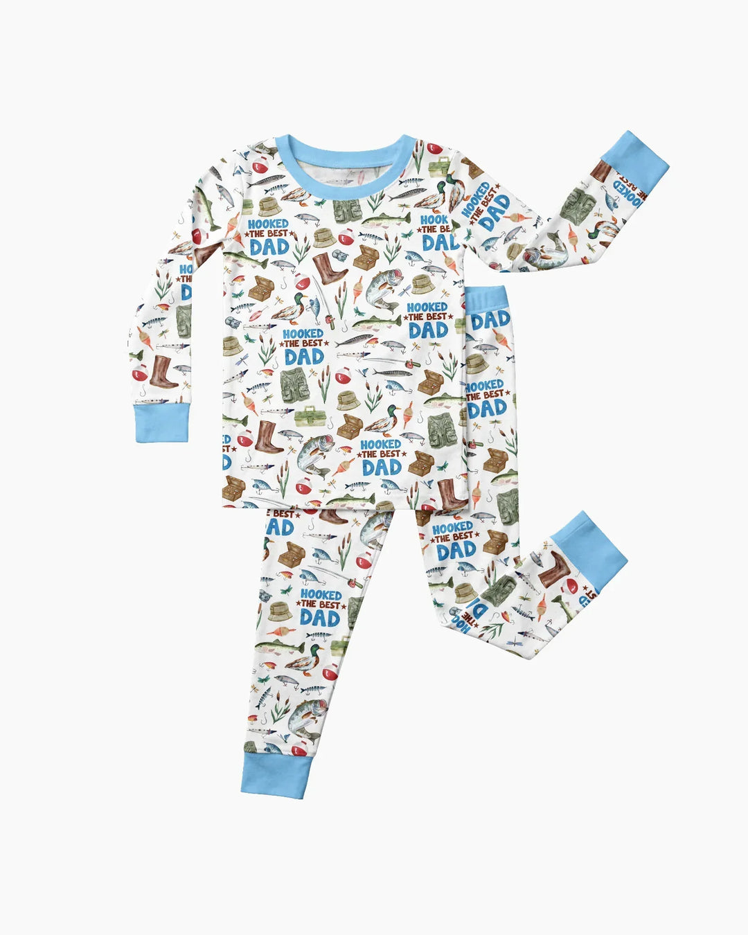 Hooked The Best Dad Daddy & Me Matching Bamboo Two Piece Long Sleeve Pajama Set