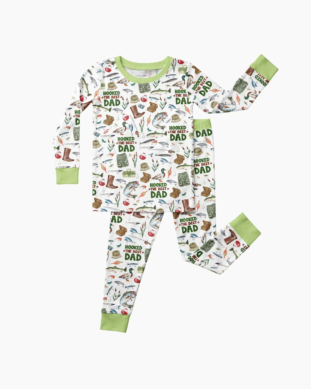 Hooked The Best Dad Daddy & Me Matching Bamboo Two Piece Long Sleeve Pajama Set