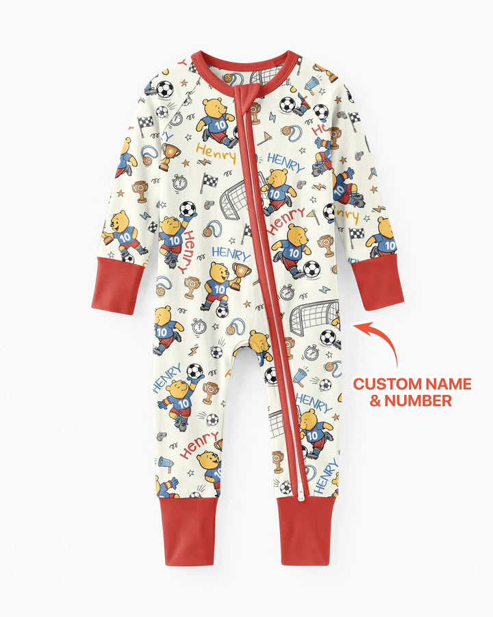 Personalized Classic Bear World Soccer Bamboo Convertible Zippy