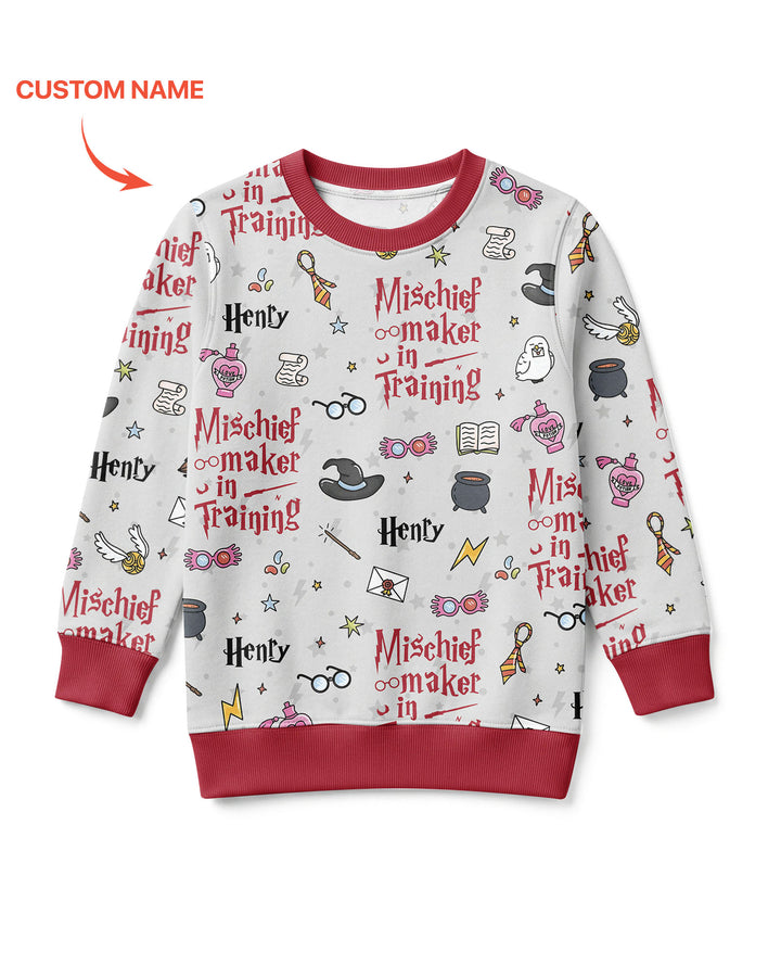 Custom Name Mischief Maker In Training Bamboo Crewneck Sweatshirt