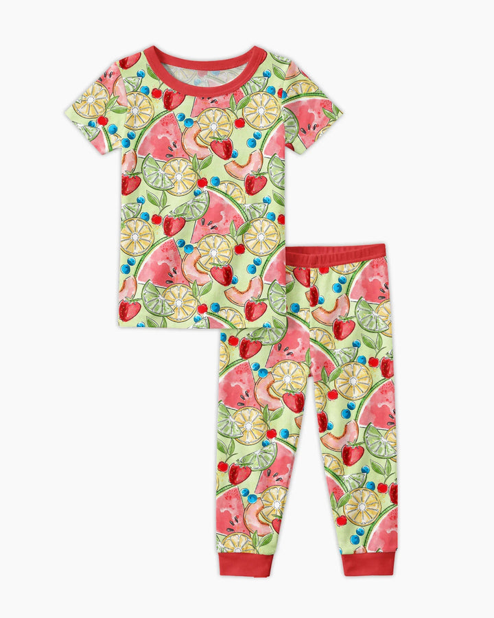 Sweet Summer Fruits Family Matching Bamboo Two Piece Short Sleeve Pajama Set