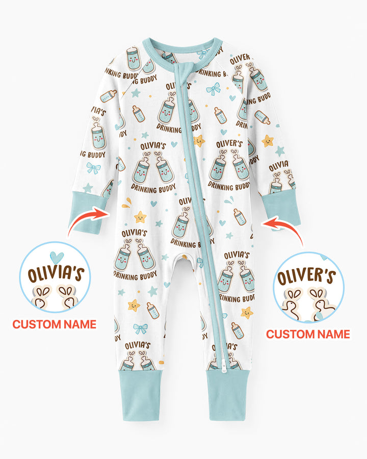 Custom Name Twin Drinking Buddies Bamboo Convertible Zippy
